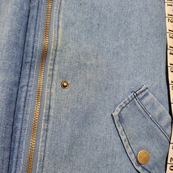 Denim Fleet Jacket Commander Acer Full Zip Snaps High Collar Blue BOOBYK-SPATROL - Picture 3 of 13